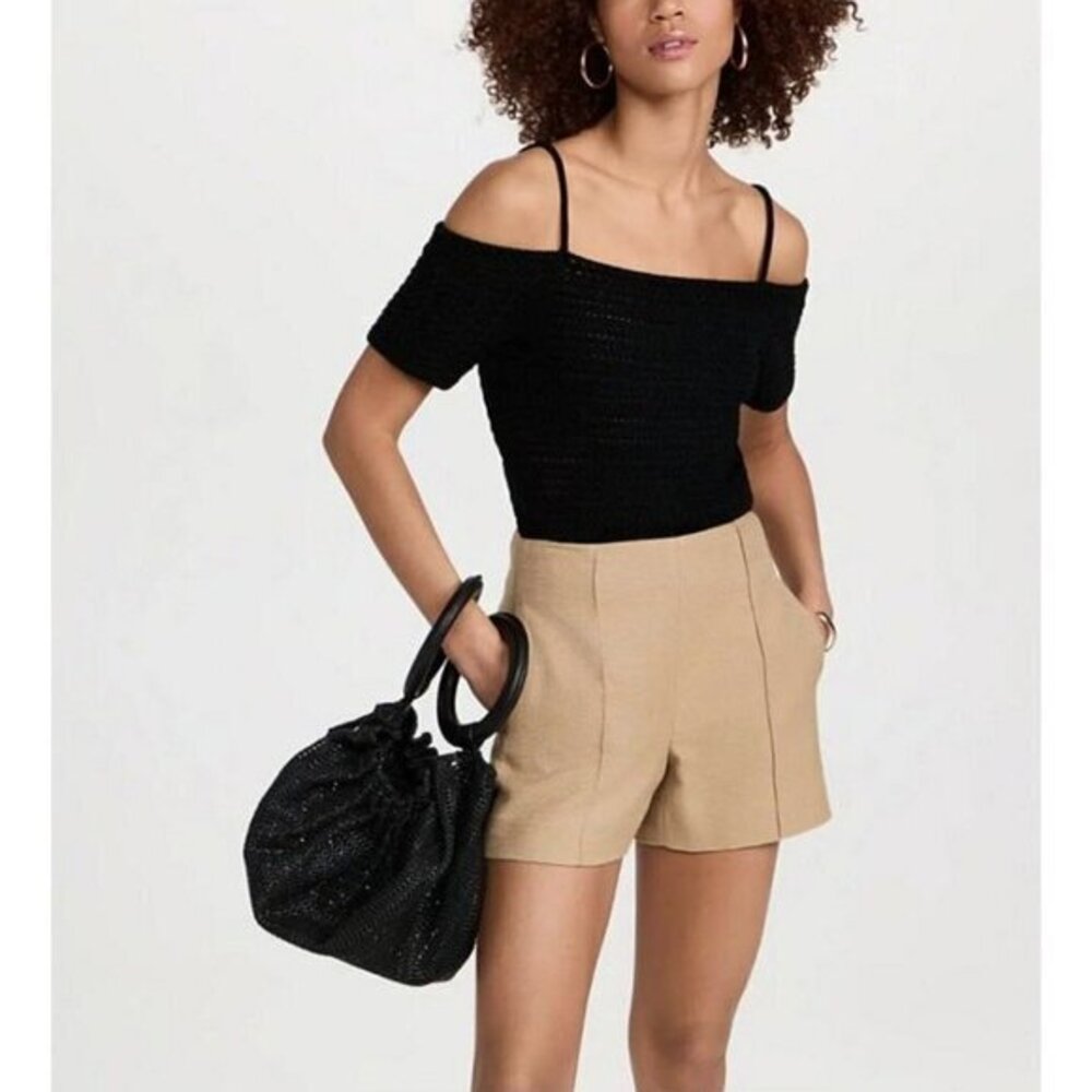 Vince Size M Open Shoulder Squareneck Organic Cotton Crochet Tank Top